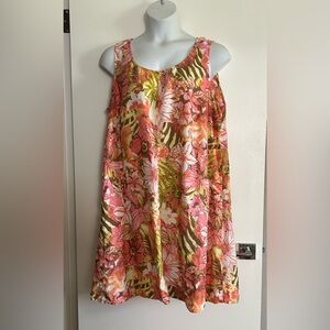 J Jill Dress 2X Love Linen Tropic Print